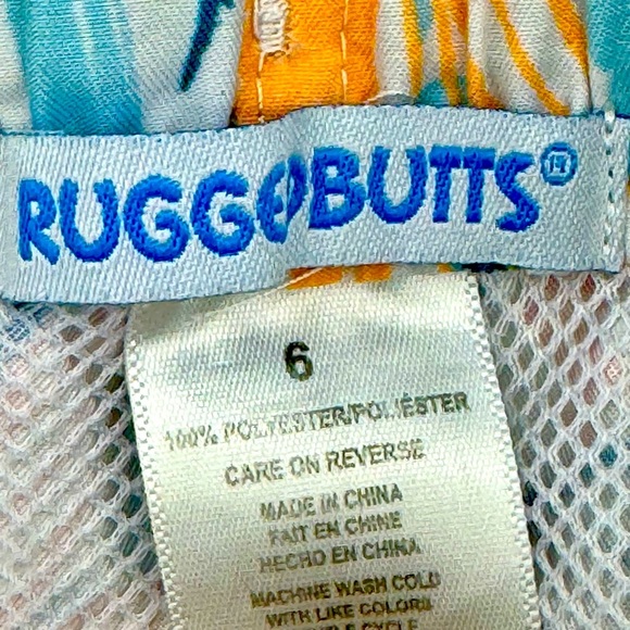 Rugged Butts Sz 6 Tropical Print Kid’s Swim Trunks - Picture 4 of 4